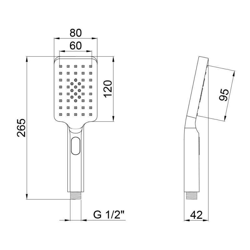 Ручний душ Qtap Ruční A121N3KBB Чорний - фото 3