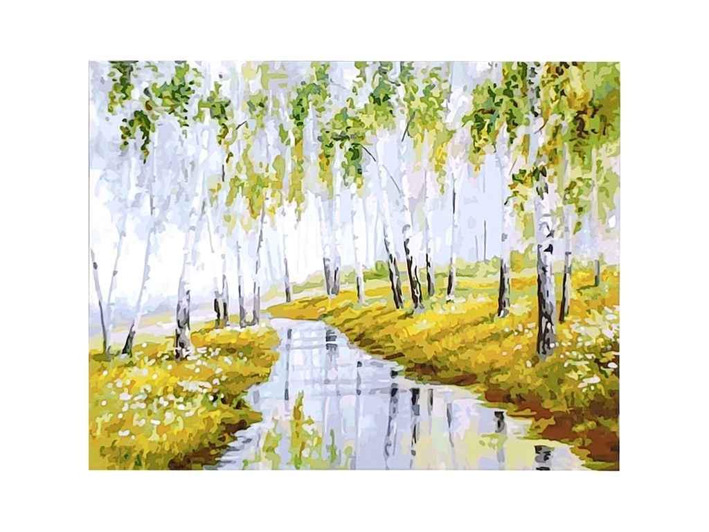 Картина по номерам Strateg Река в березовой роще 40х50 см (SY6589)
