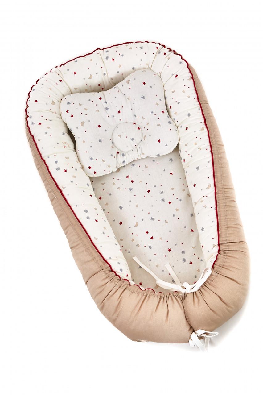 Кокон-гнездышко детский Twins Starlet с подушкой 82х44 см Бежевый