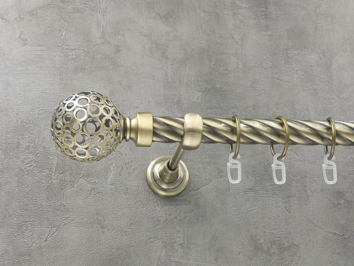 Карниз Quadrum Савона витая штанга одинарный открытый 25 мм 400 см Антик (262043056)