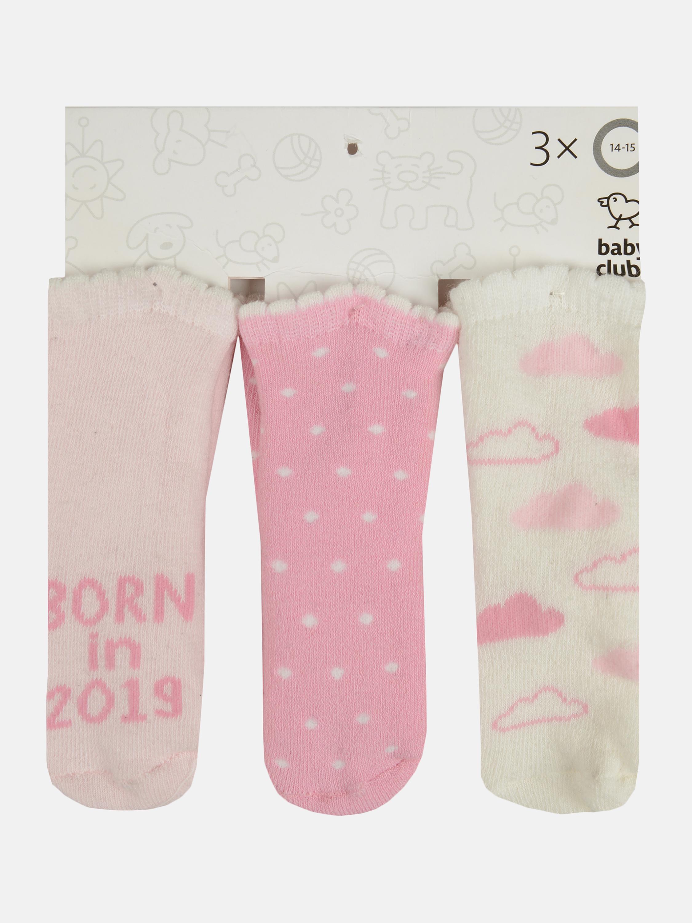 Шкарпетки C&A р. 14-15 3 пари Рожево-білий (3183564439599)