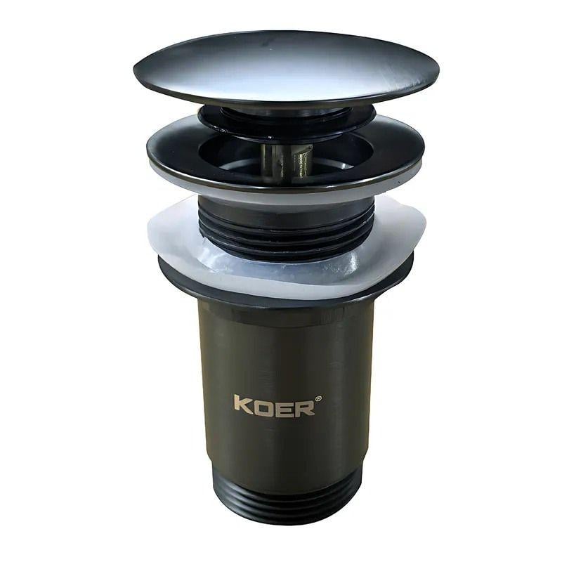 Клапан донный KOER PW-08-07 Click-Clack 1 1/4" для умывальника Графит брашированный (KR6484)