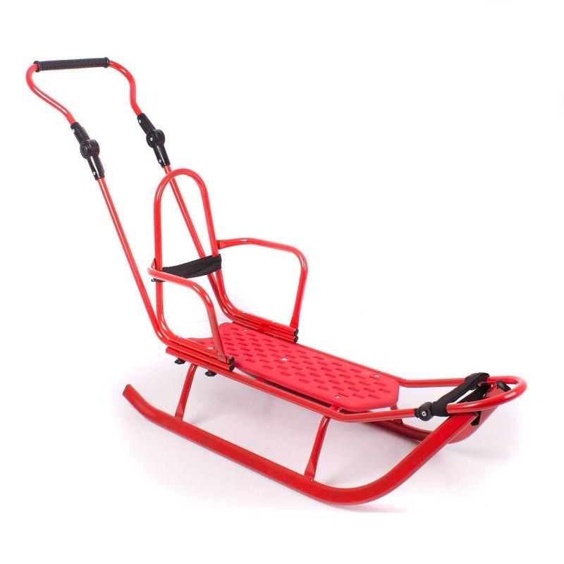 Санки Piccolino со спинкой и ручкой с регулировкой Красный