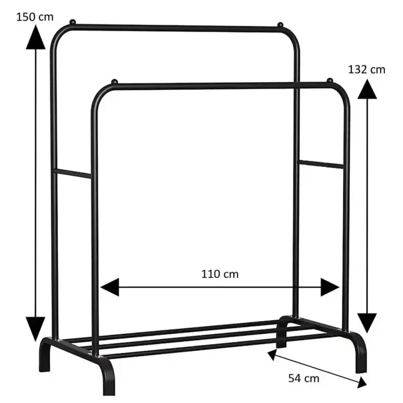 Вішалка-стійка для одягу та взуття Double floor Hanger переносна подвійна Чорний (2479518758) - фото 6