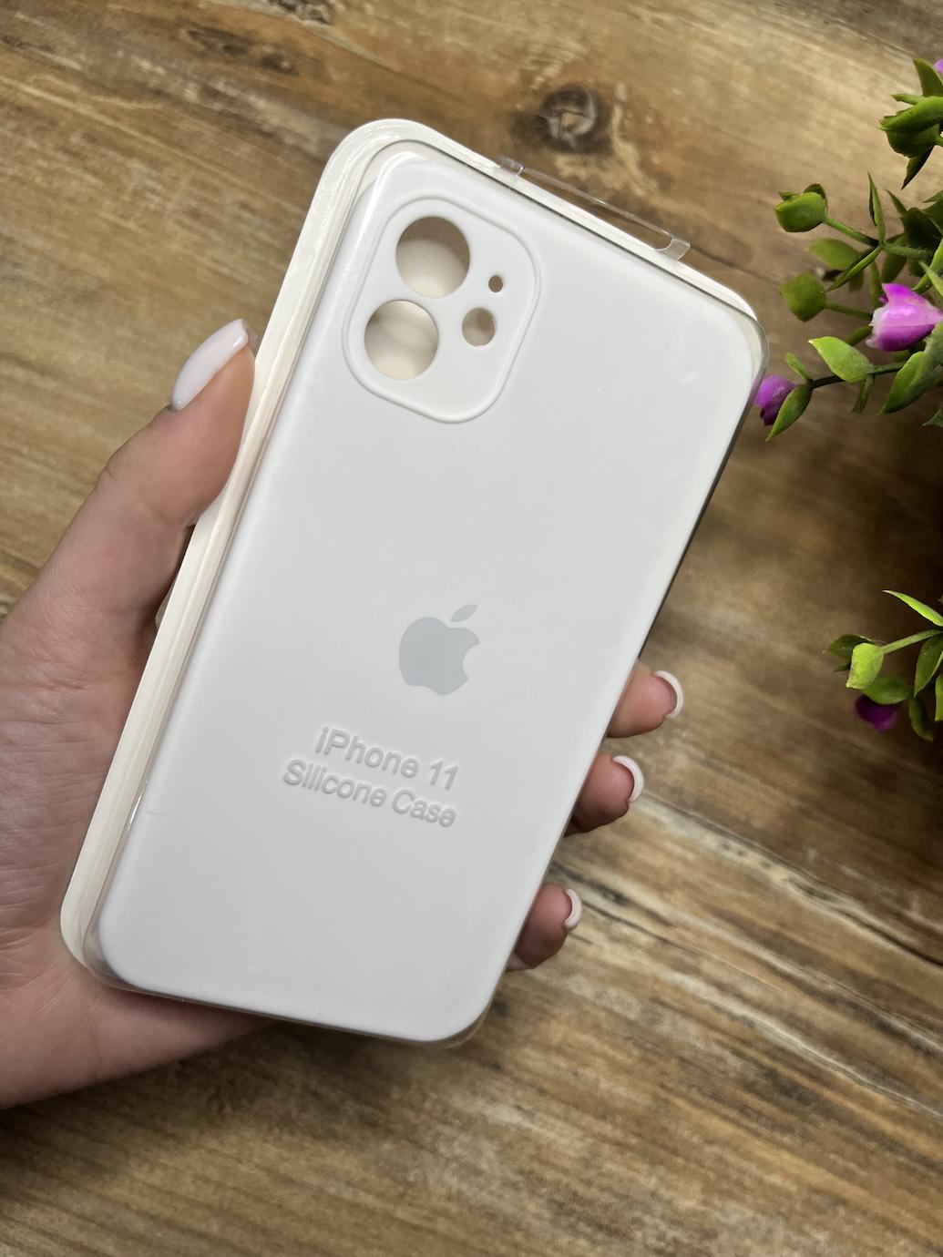 Чехол накладка на iPhone (Айфон) 11 квадратные борта silicone case full camera Apple