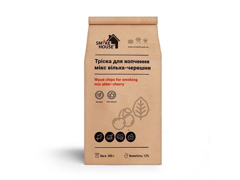 Щепа для копчения Smoke House Микс Ольха-Черешня 350 г влажность 15% фракция щепы от 6 до 10 мм (27860579)
