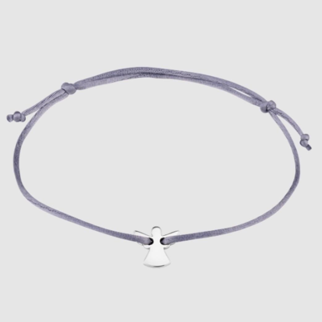 Браслет шелковый ангел серебро 925 пробы родированное 0,76 г (вс585р)