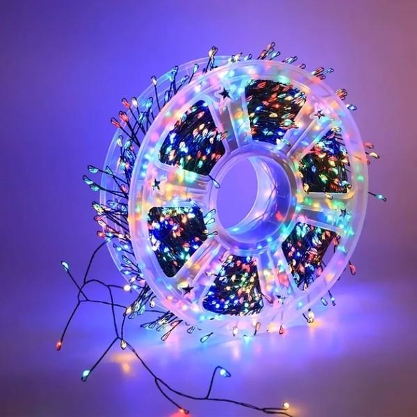 Гірлянда Мішура хвойна лапа 1500 LED від розетки зелений дріт 50 м Різнокольоровий