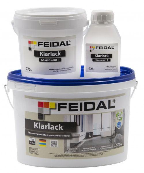 Лак полиуретановый двухкомпонентный Feidal Klarlack матовый на основе полиуретана 1 л Прозрачный (1816150501)