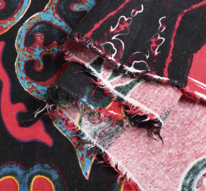 Тканина льон орнамент ширина 145 см Червоний (12652.003)