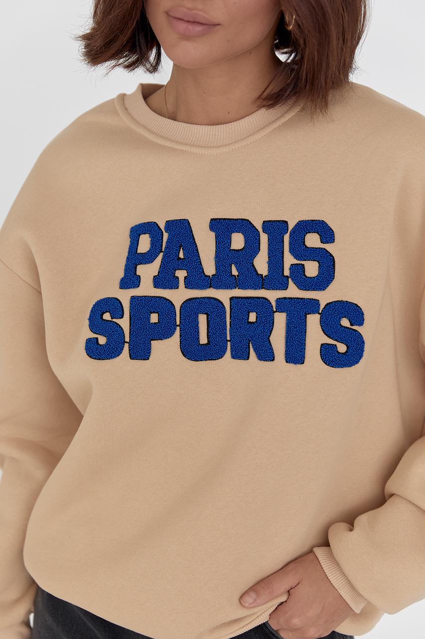 Світшот на флісі "Paris Sports" M Світло-коричневий (12489545) - фото 4