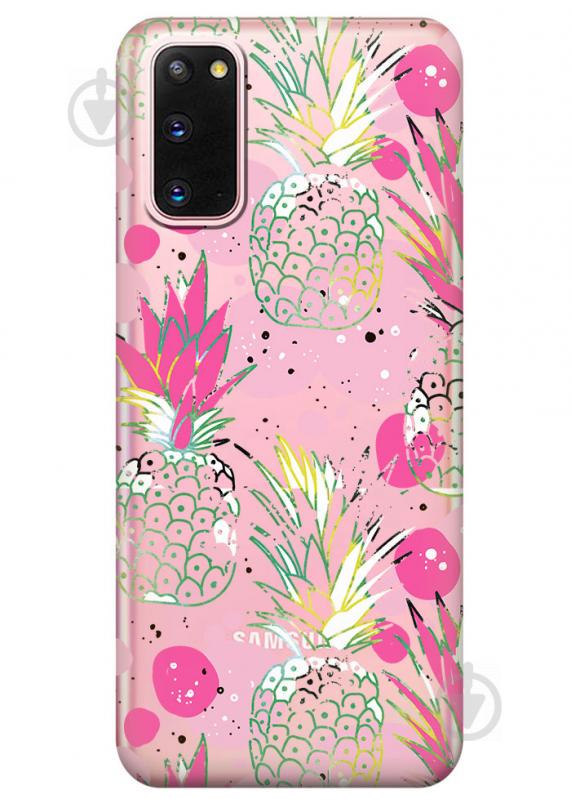 Прозрачный силиконовый чехол iSwag для Samsung Galaxy S20 с рисунком - Ананасы (M1039)