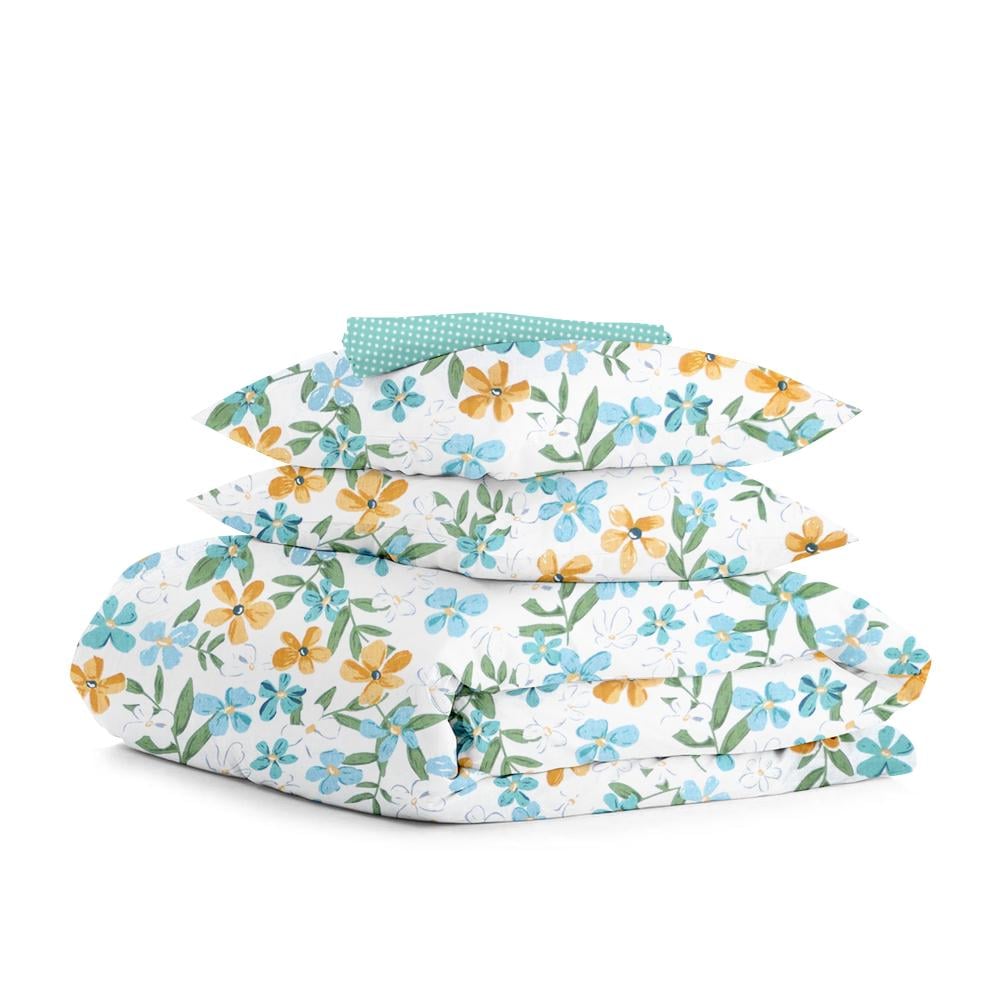 Комплект белья Cosas Mint Flowers постельного евро на резинке 200х220 см (4822052098929)