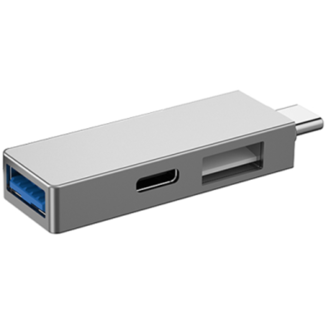 Адаптер WIWU T02 Pro Type-C 2xUSB+USB-C Silver (1798774625)