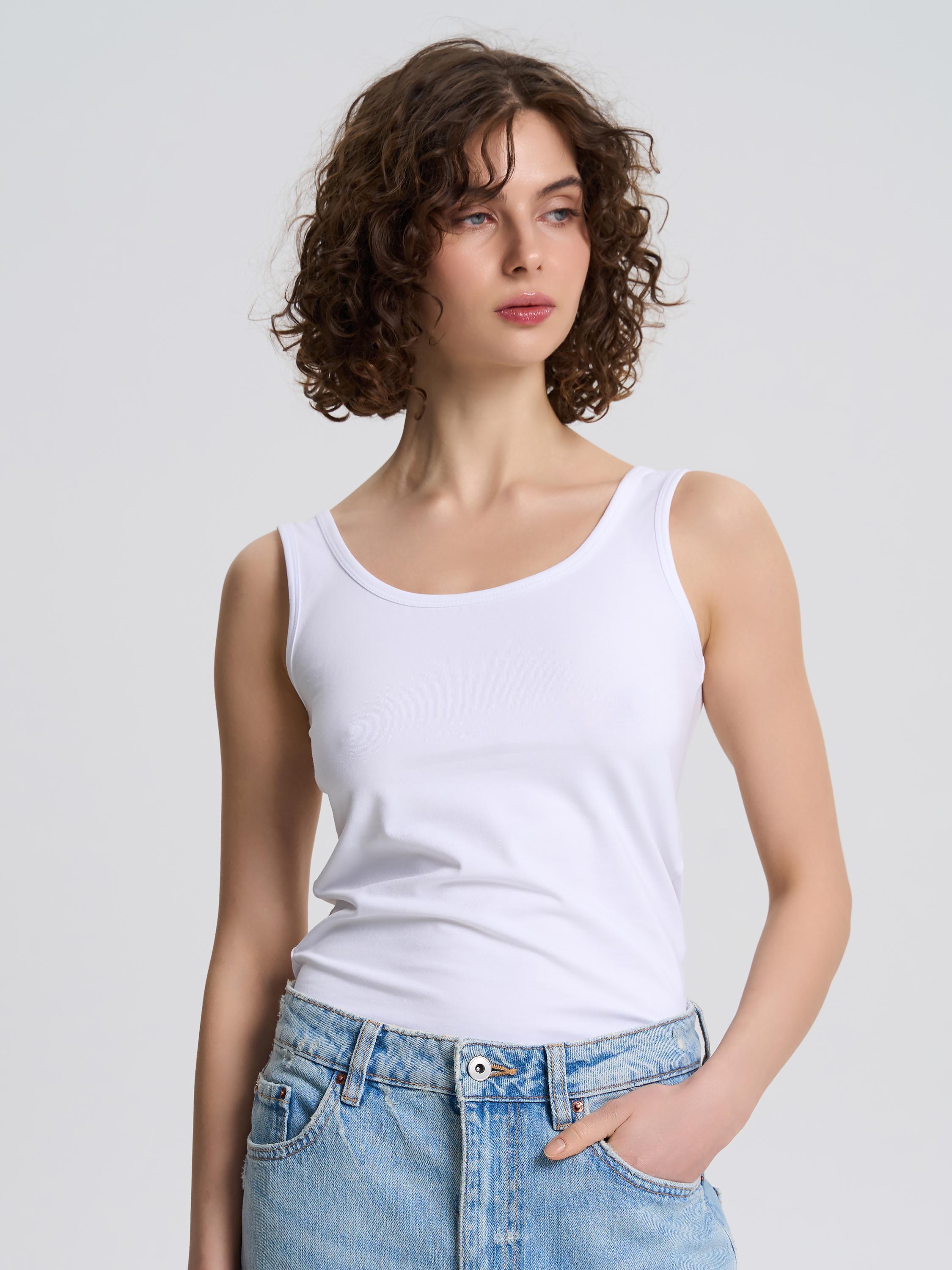 Майка женская на широких бретелях ROZA 200126 XS Белый (4824005700101) - фото 5 Майка женская на широких бретелях ROZA 200126 XS Белый (4824005700101) - фото 5