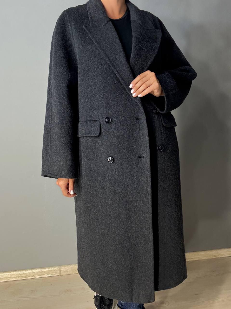 Пальто женское LADY YEP 85098 длинное оверсайз шерстяное двубортное S Темно-серый (5119) - фото 5 Пальто женское LADY YEP 85098 длинное оверсайз шерстяное двубортное S Темно-серый (5119) - фото 5