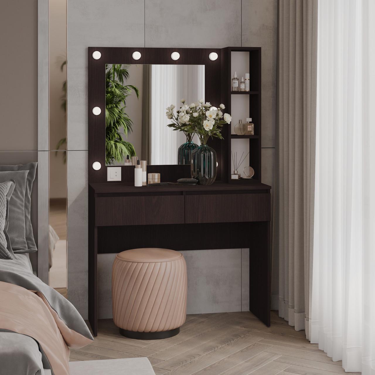 Туалетний столик New and Classic із квадратним дзеркалом 1600х1000х400 мм Венге магія (ТЗ-Лайт 2-5)