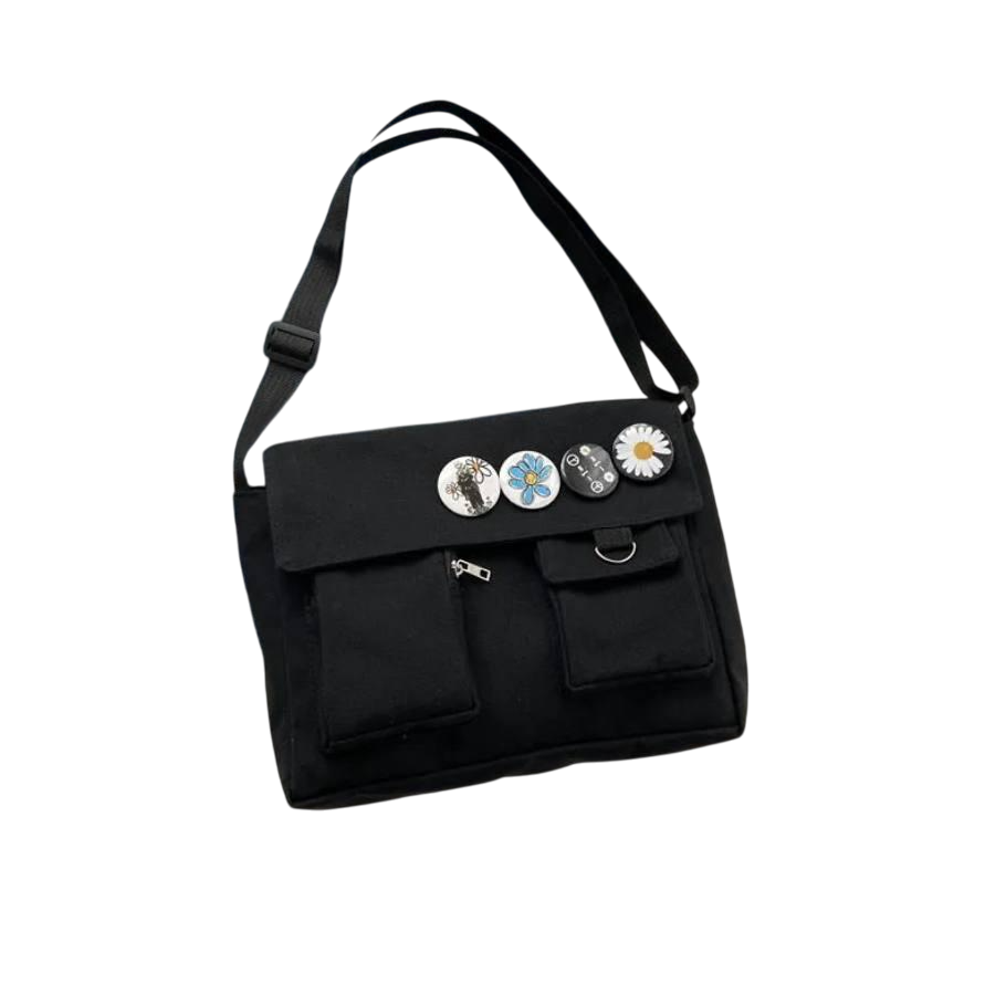 Сумка школьная для девочки с карманами Черный (А434)