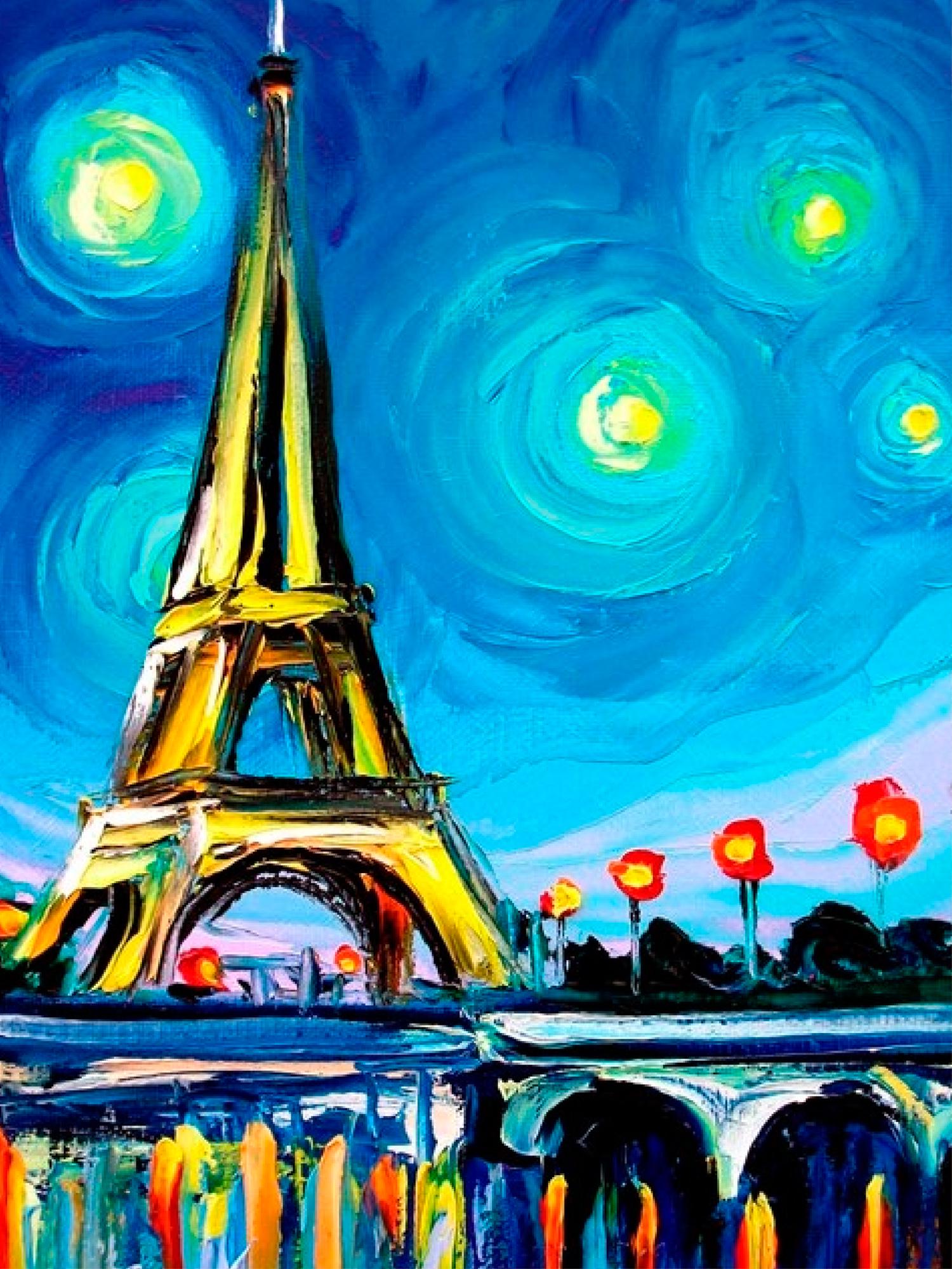 Алмазная мозаика Santi Ночной Париж 30x40 см (Top-954083)