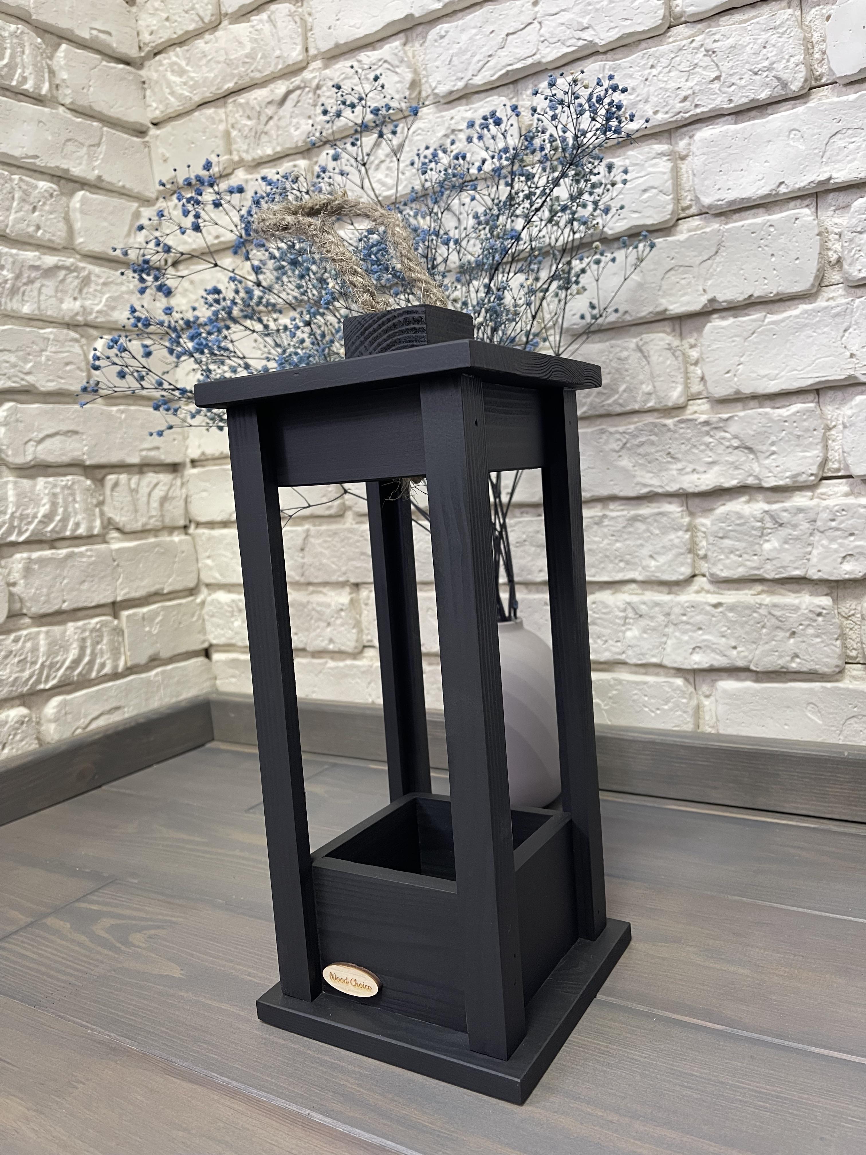 Свічник дерев'яний Wood Choice Ліхтар 15х15х35 Чорний - фото 2 Свічник дерев'яний Wood Choice Ліхтар 15х15х35 Чорний - фото 2