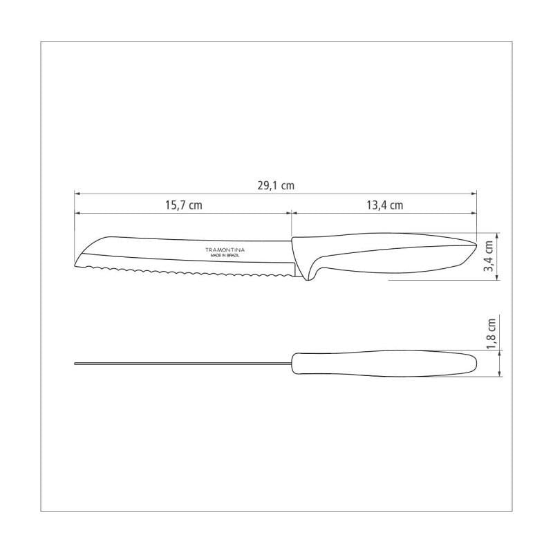 Нож хлебный Tramontina Plenus 178 мм Серый (23422/067) - фото 2