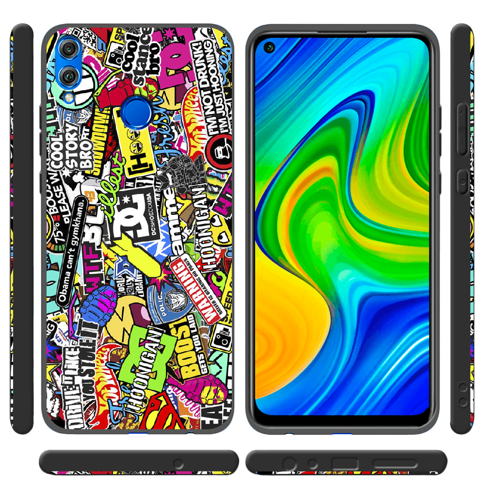 Чехол Boxface Honor 8x Multicolored Inscriptions Черный силикон (35419-up880-35500) - фото 2