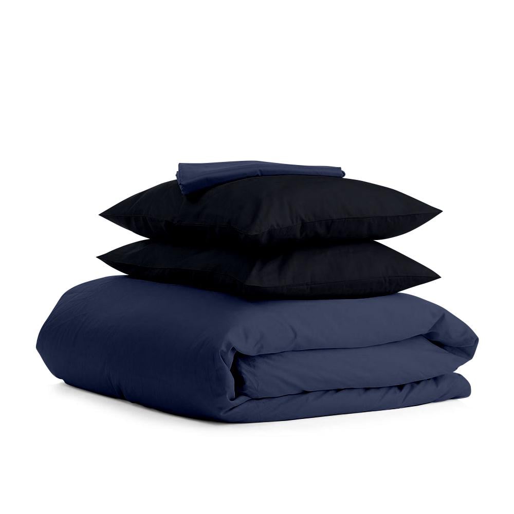 Комплект евро постельного белья Cosas Satin Dark Blue Black-P 200х220 см (4822054062775)