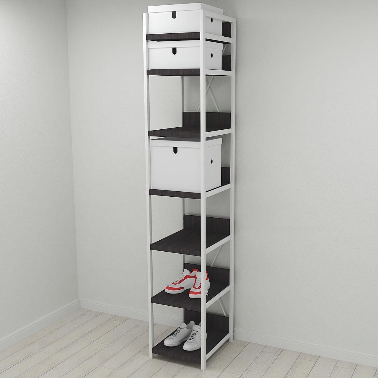 Шафа Ferrum-decor Гардероб Уні секція 4 серії Конект метал/ДСП 32 мм 220x40x50 см Білий/Венге Магія (FRD-104556)