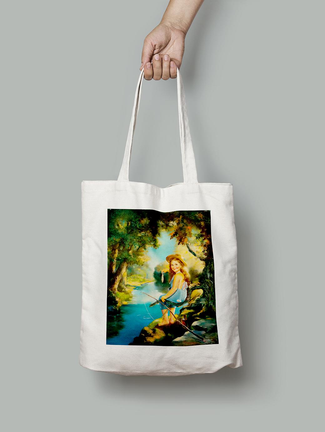 Эко-сумка Маленькая девочка на рыбалке. Максим Стивенс шопер (pin_up010134_Bag)