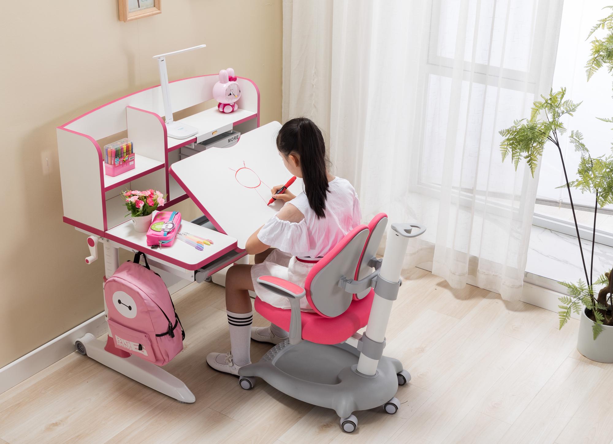 Парта детская регулируемая GT Racer DS-1603 Pink - фото 11