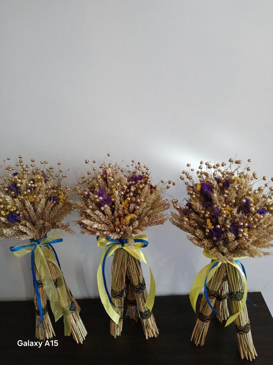 Дидух рождественский из колосья пшеницы/льна и овса на трех ножках 50-55 см с украинской лентой (2822852634) - фото 10 Дидух рождественский из колосья пшеницы/льна и овса на трех ножках 50-55 см с украинской лентой (2822852634) - фото 10