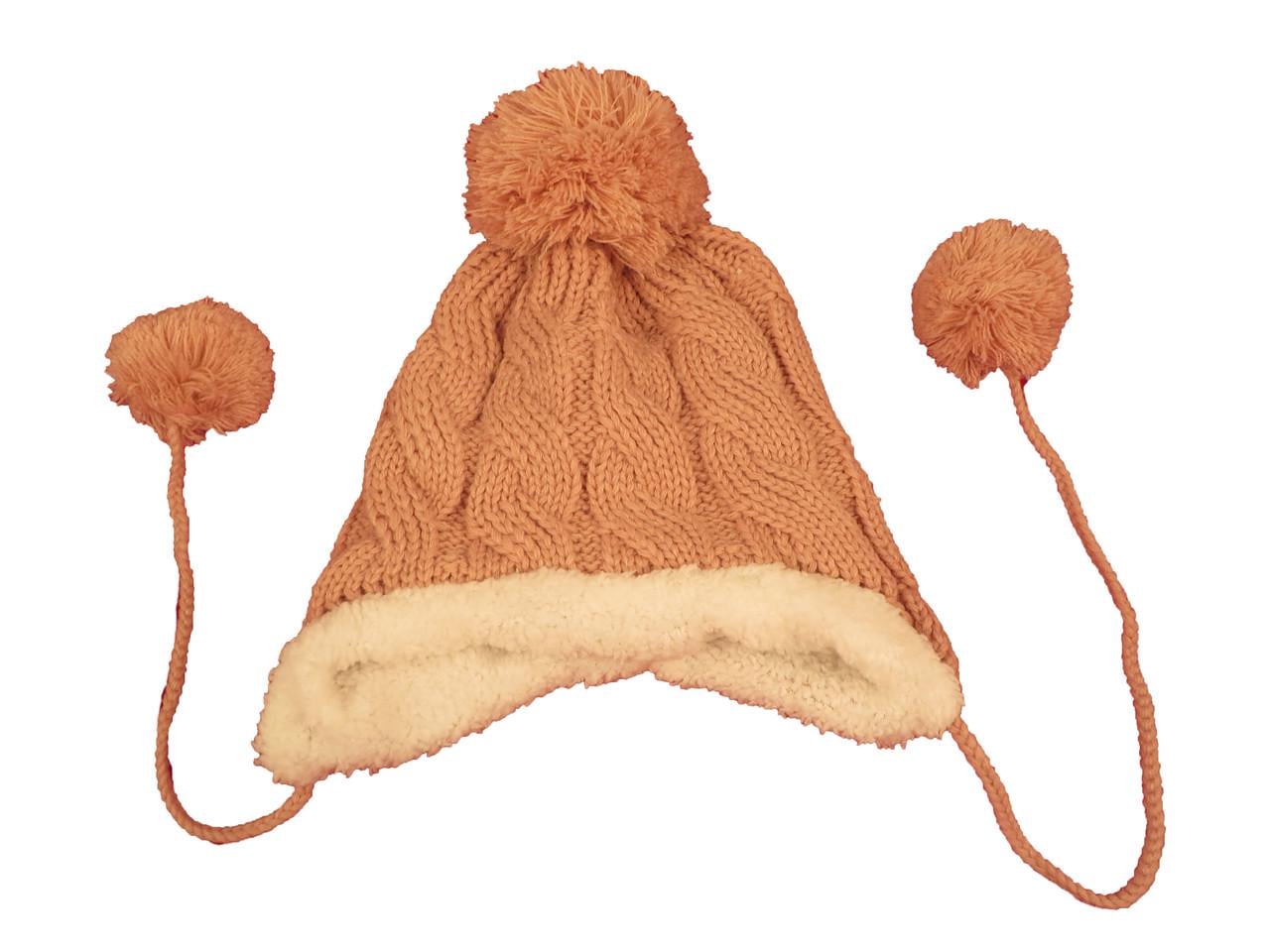 Шапка дитяча в'язана з помпоном Рожевий (54.013)