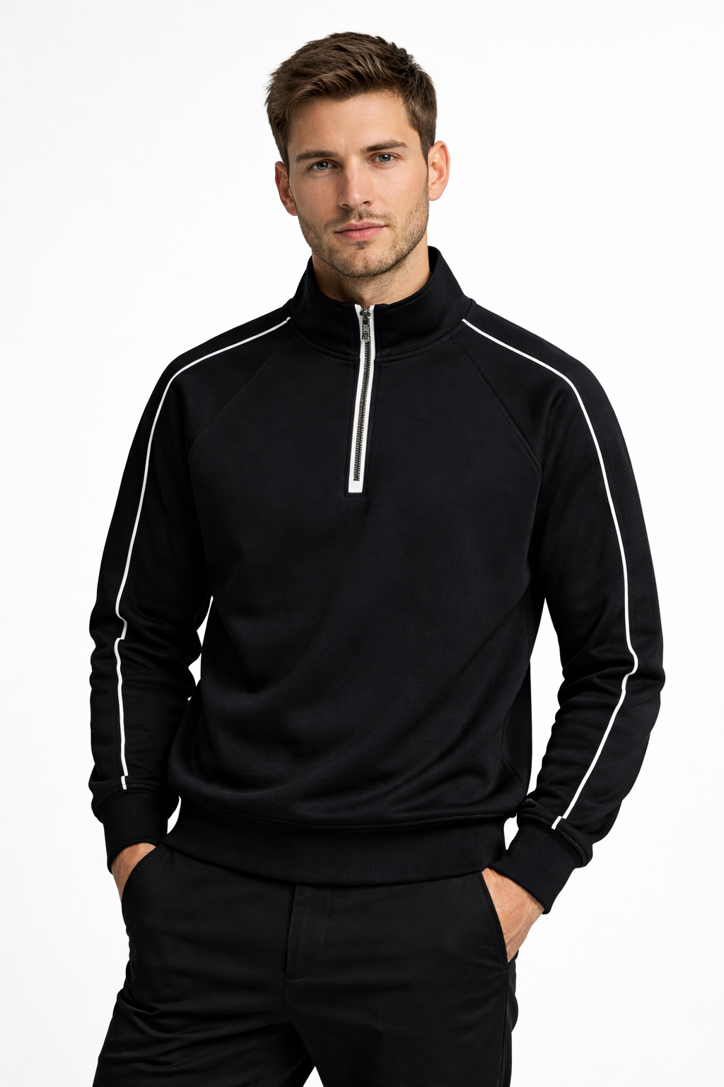 Свитшот мужской с короткой молнией S Черный (26127476)