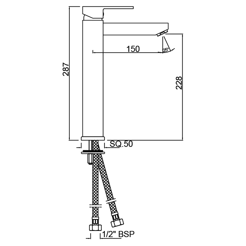 Смеситель для раковины высокий Jaquar Kubix-F Хром (KUB-CHR-35009NFB) - фото 2