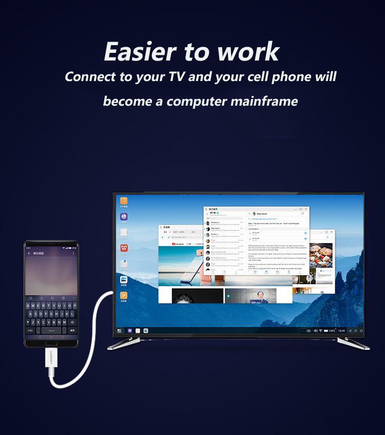 Кабель UGREEN Type-C-HDMI 4K 60Hz відеоконвертер USB-C на HDMI 2.0 Thunderbolt 3 1,5 м Білий (30841) - фото 5