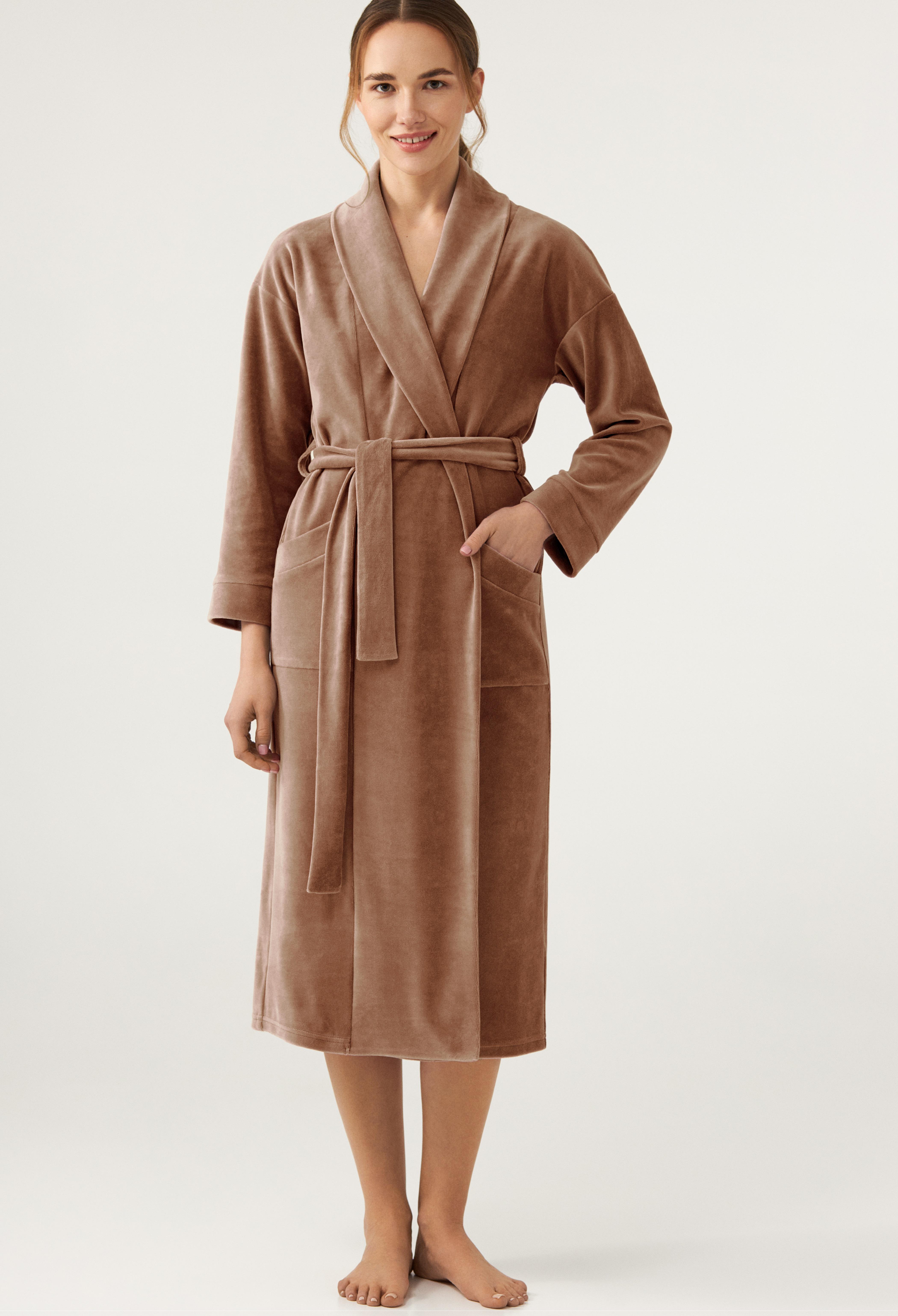 Халат женский велюровый Ellen MACCHIATO 207/01/08 L Коричневый (207/01/08)