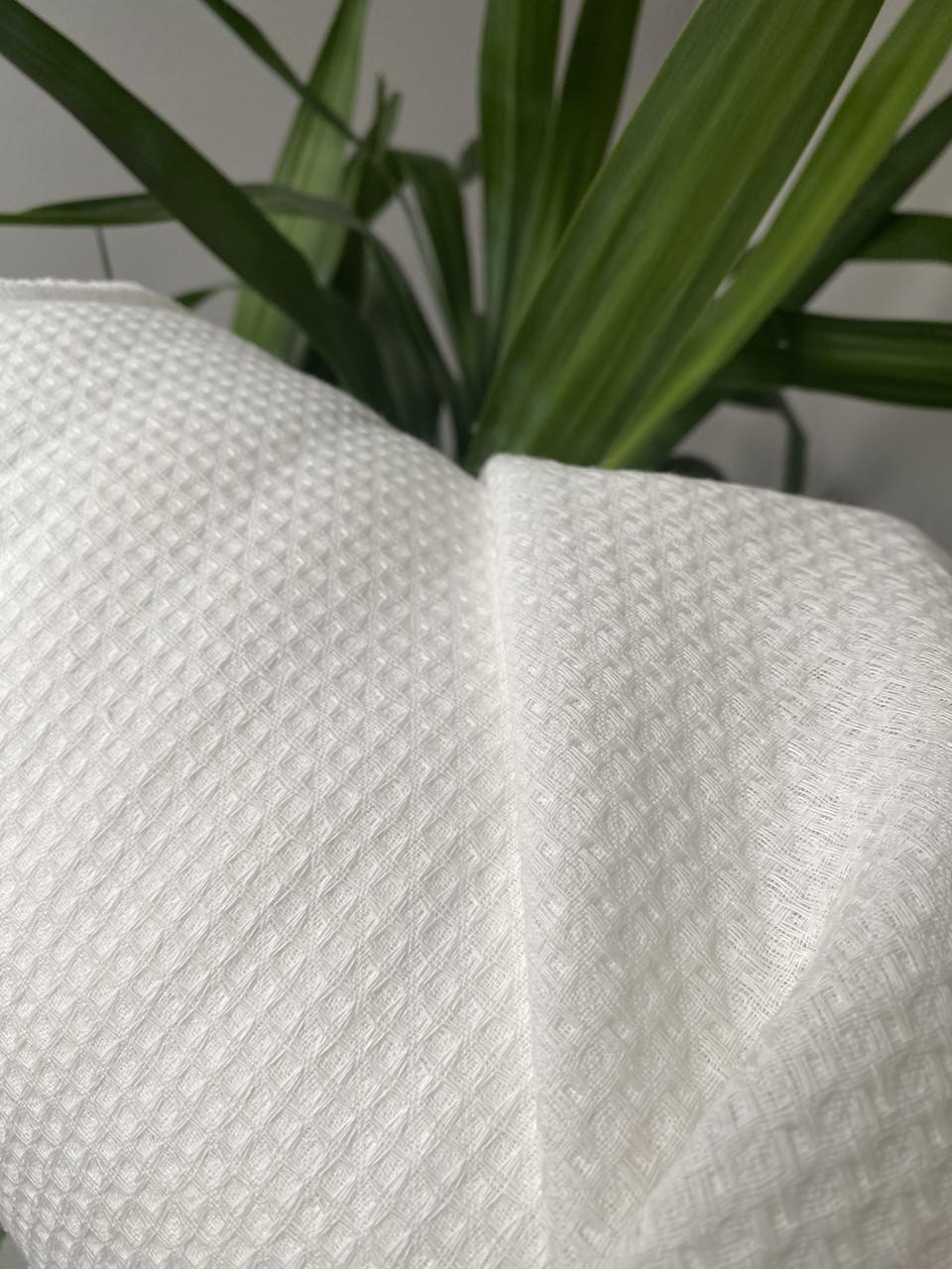 Ткань LINEN PLUS вафельная для полотенец 215 см 734 Белый