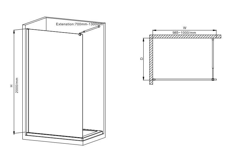 Душевая перегородка MIXXUS Premium FLAT SP01-100x200-TR Walk-In прозрачное стекло 8 мм Chrome (MI6851) - фото 3 Душевая перегородка MIXXUS Premium FLAT SP01-100x200-TR Walk-In прозрачное стекло 8 мм Chrome (MI6851) - фото 3