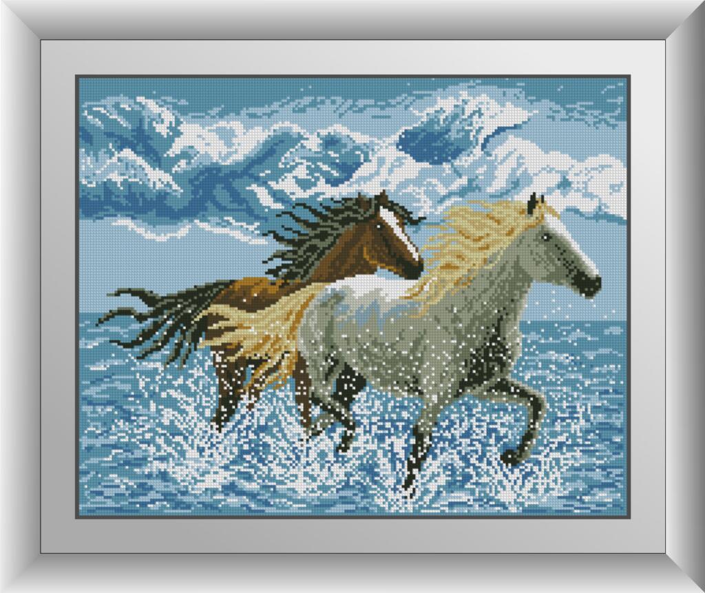 Алмазная мозаика Dream Art Бегущие по волнам лошади 40x50 см (DA.30243)