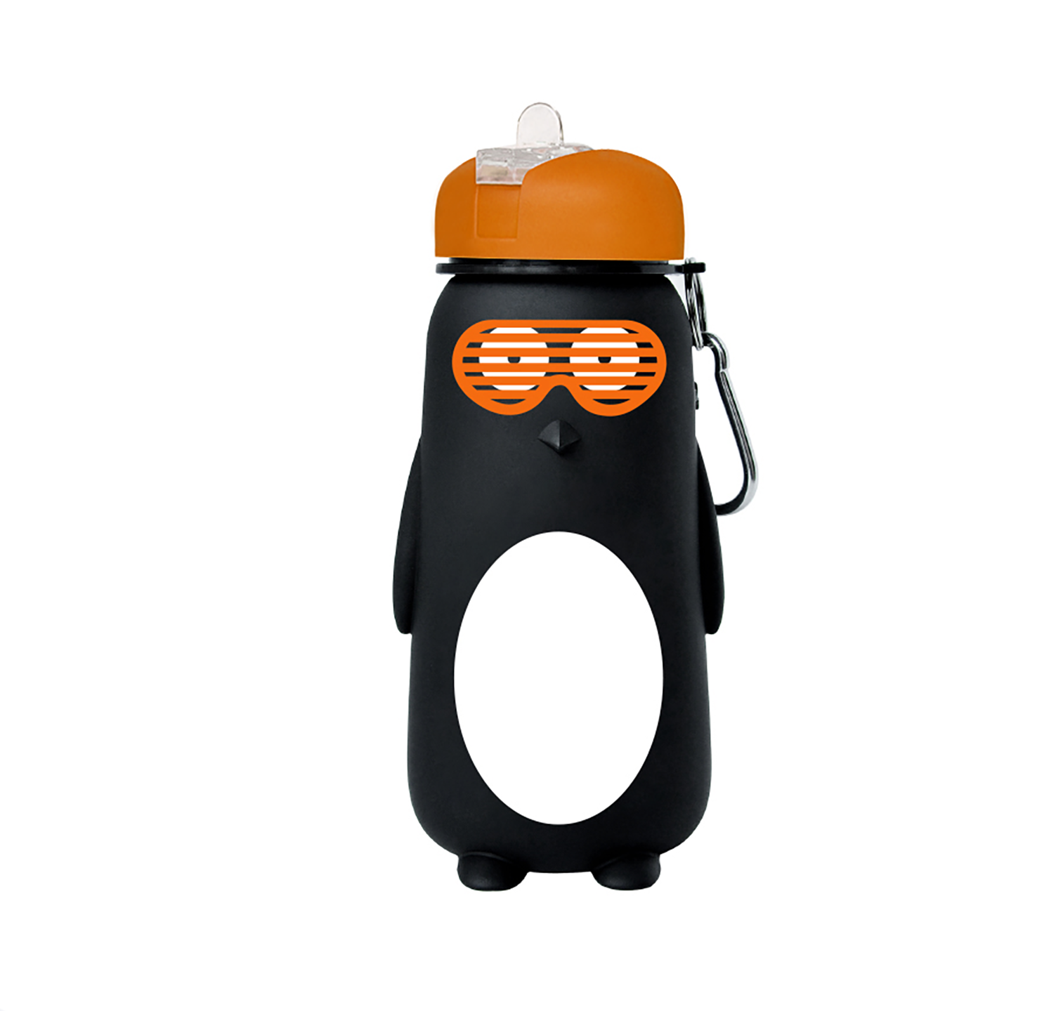 Складная бутылка для воды SUNROZ Penguin Bottle силиконовая Бутылка 500 мл Черно-оранжевый (SUN3710)