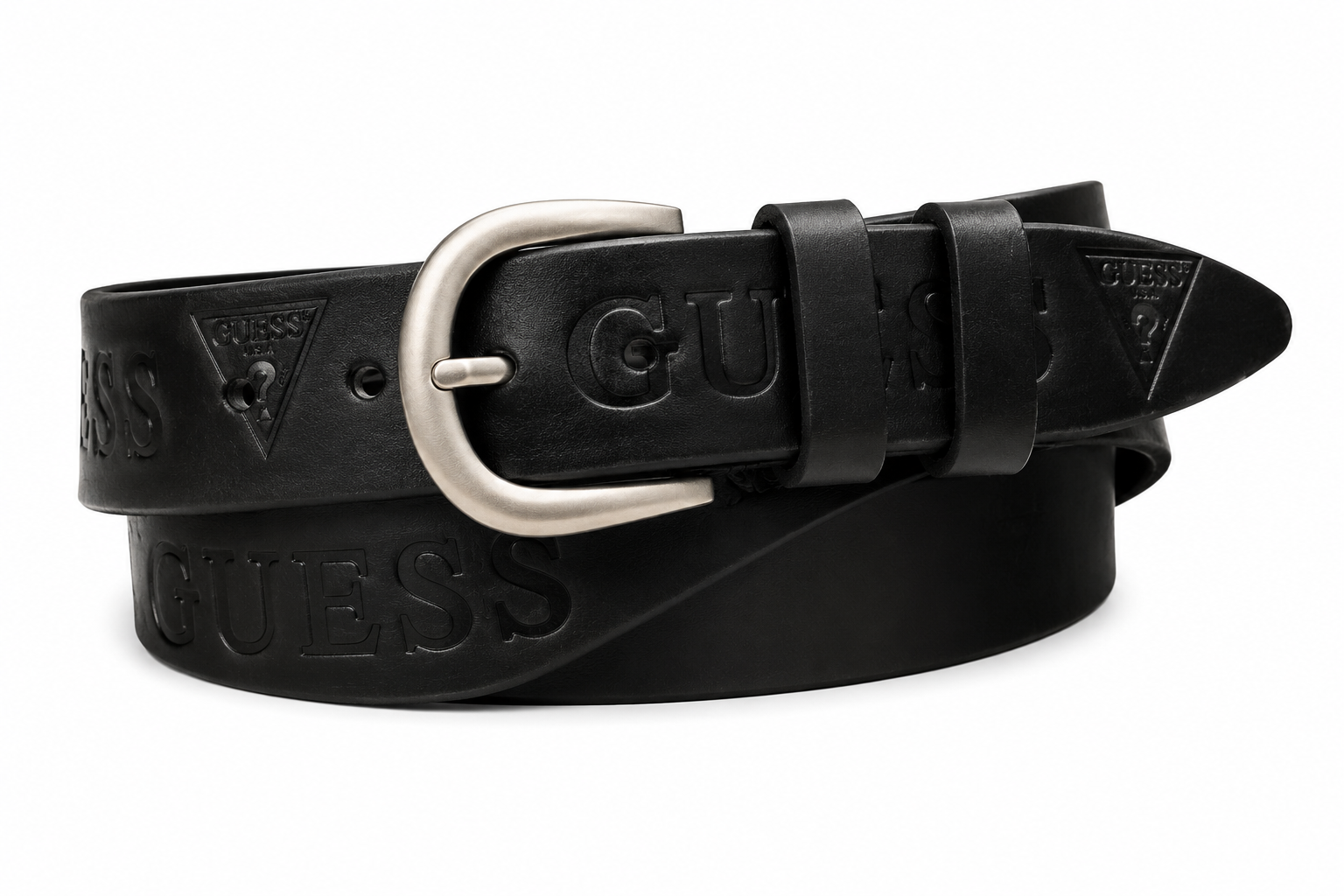 Ремінь жіночий шкіряний в стилі Guess 115 см Чорний (37272521)