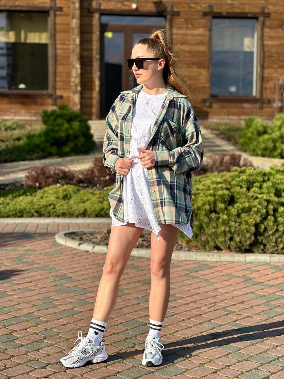 Рубашка женская в клеточку Синий/Зеленый (2567453287) - фото 9 Рубашка женская в клеточку Синий/Зеленый (2567453287) - фото 9