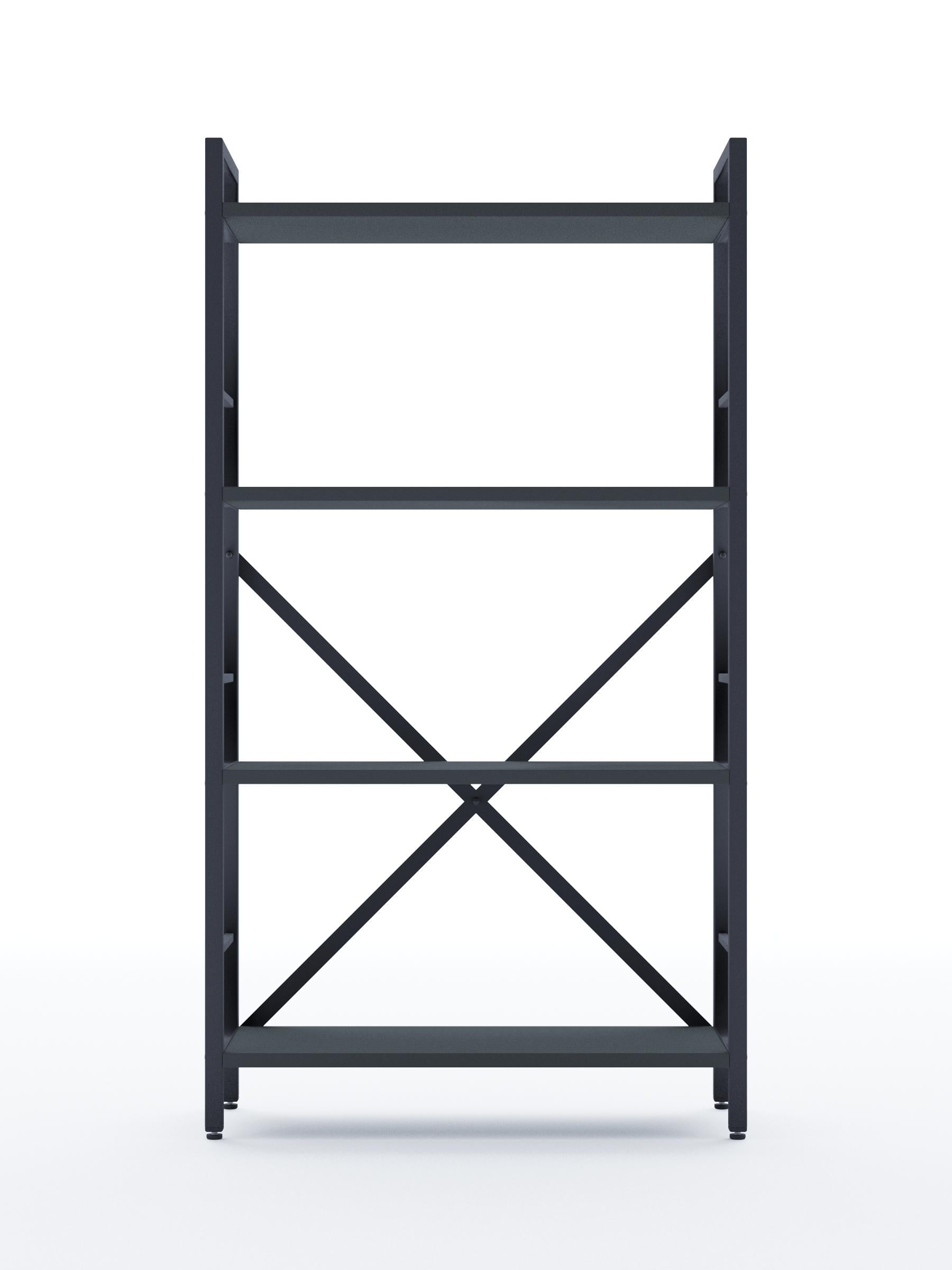 Стелаж металевий Лофт 110х60х24 см 4 полиці з ЛДСП Антрацит