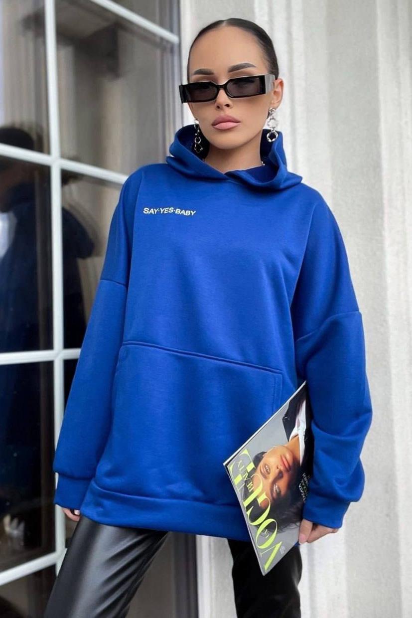 Худи женское трикотажное S-L электрик (169031) - фото 2 Худи женское трикотажное S-L электрик (169031) - фото 2