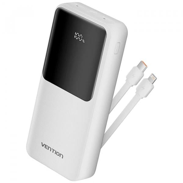 Повербанк Vention 20000 mAh 22,5W Built-in USB-C & Lightning Cables White (FHPW0)