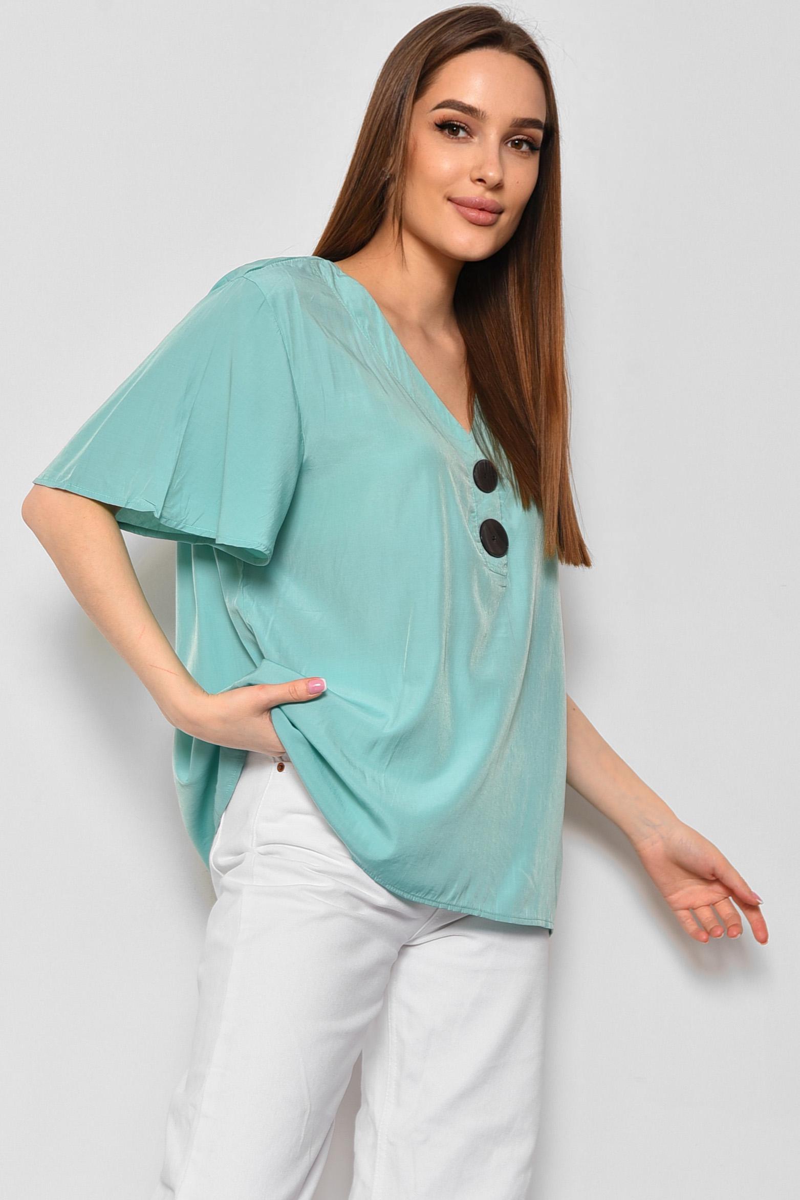 Блуза женская с коротким рукавом р. 48 Мятный (176198) - фото 2