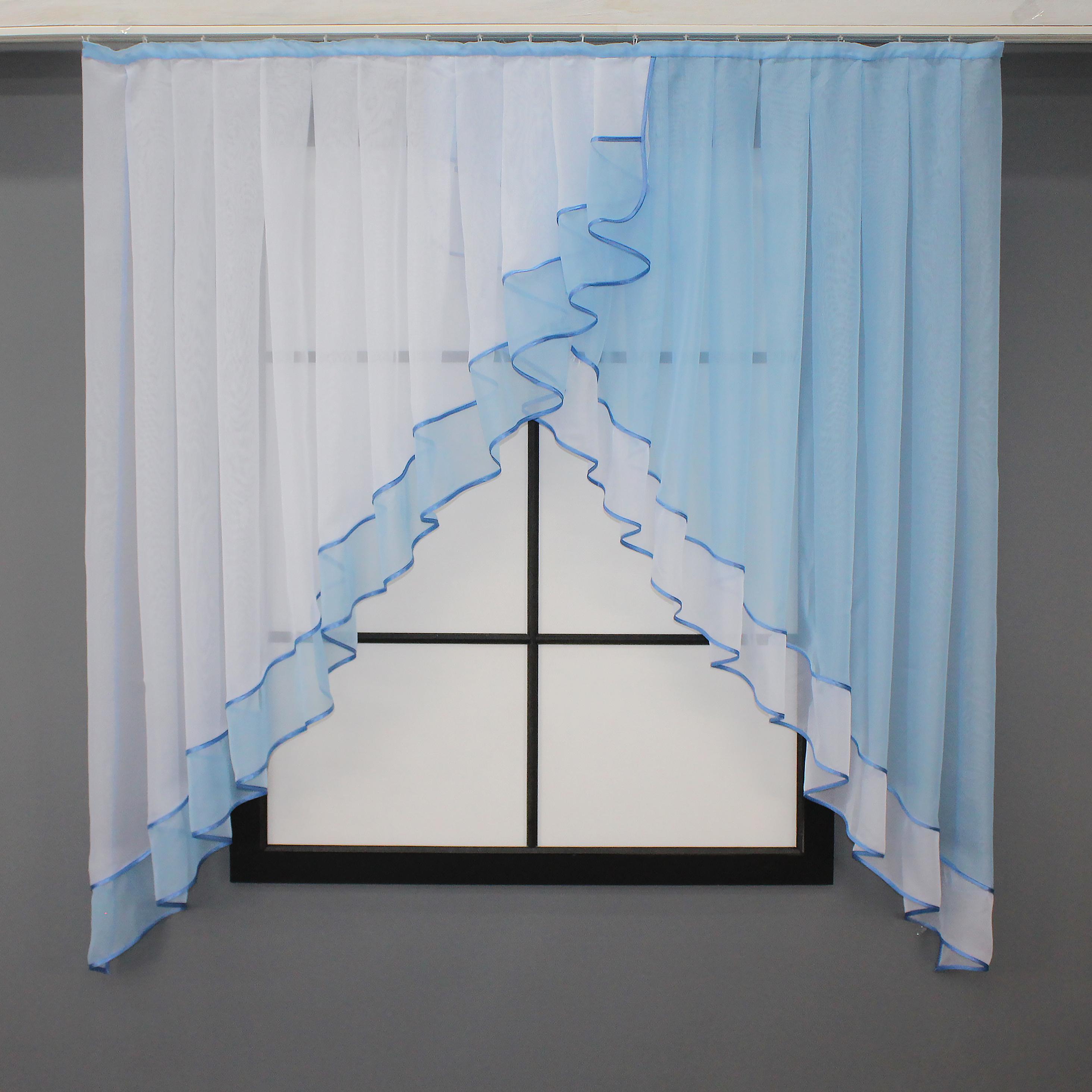 Занавеска кухонная VR-Textil № 023к 150х150 см Белый/Голубой (50-026) - фото 1 Занавеска кухонная VR-Textil № 023к 150х150 см Белый/Голубой (50-026) - фото 1