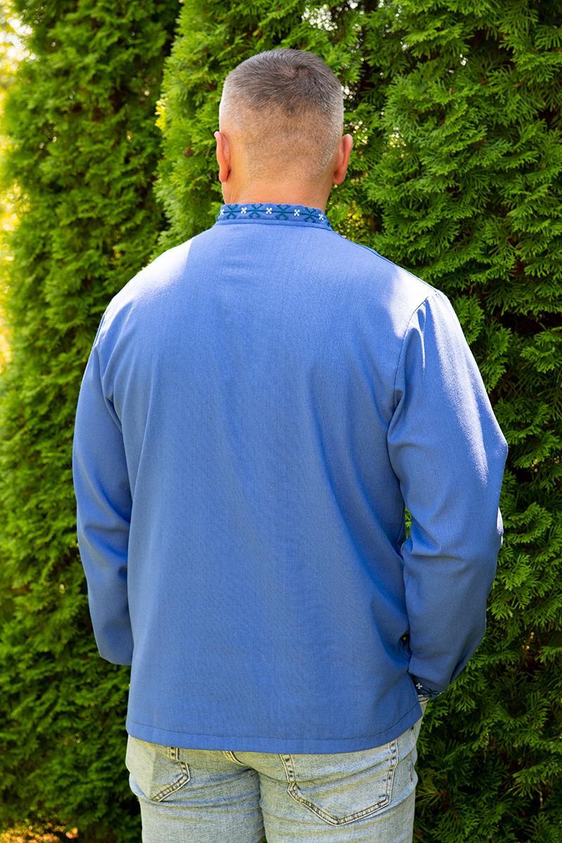 Вышиванка мужская из льна с длинным рукавом 3XL Джинс (1804958503) - фото 3 Вышиванка мужская из льна с длинным рукавом 3XL Джинс (1804958503) - фото 3