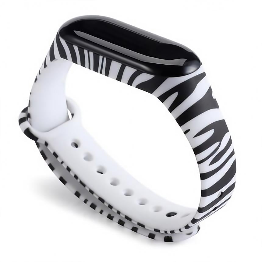 Ремешок MRK Zebra для фитнес браслета Xiaomi Mi Band 4/3 силиконовый (8644046)