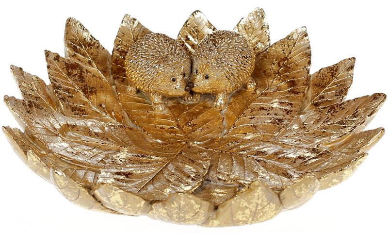 Декоративное блюдо Bona Ежики на золотых листьях Ø25 см (BD-218-730)